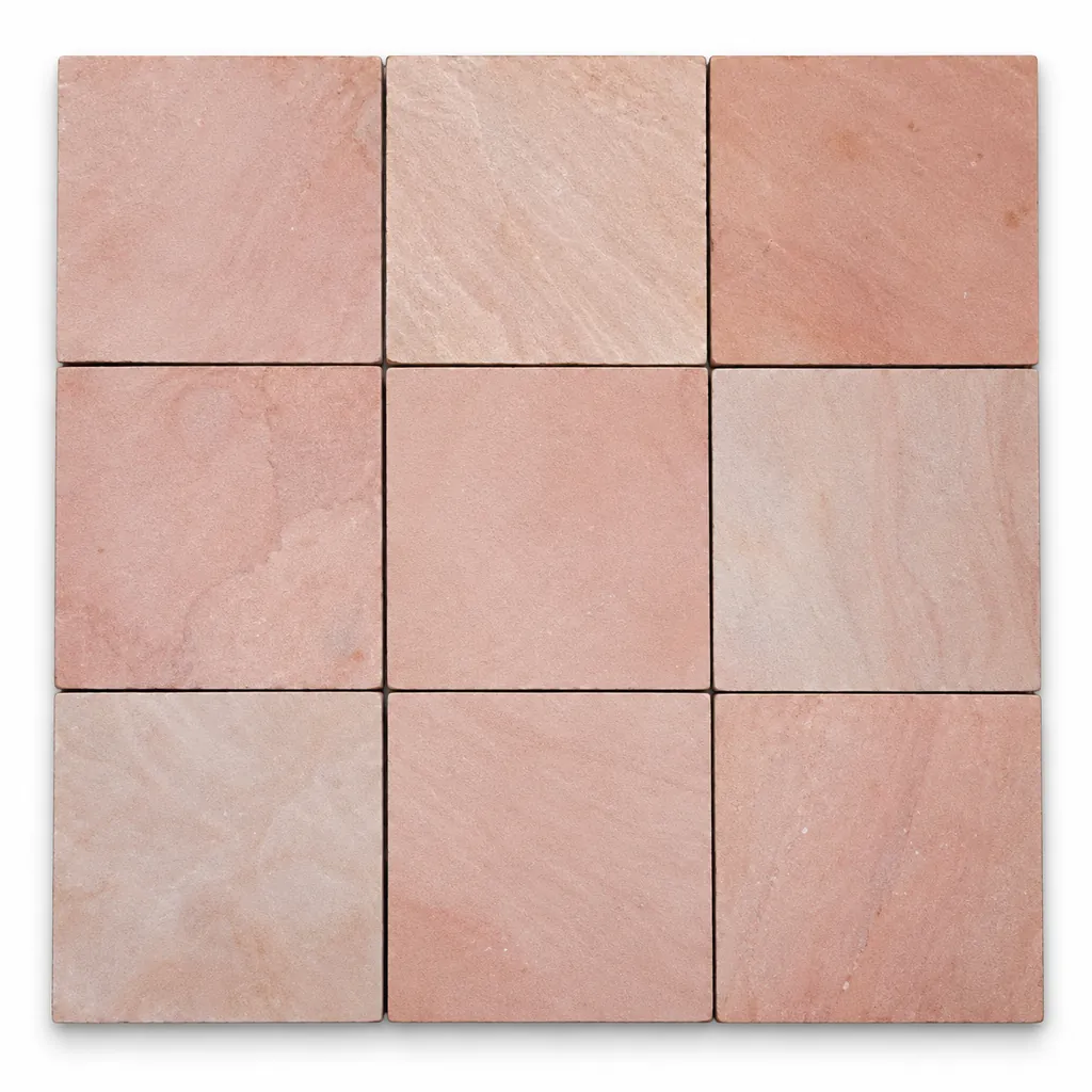 Jodhpur Pink sandstone tiles in blush, rose and dusty pink tones