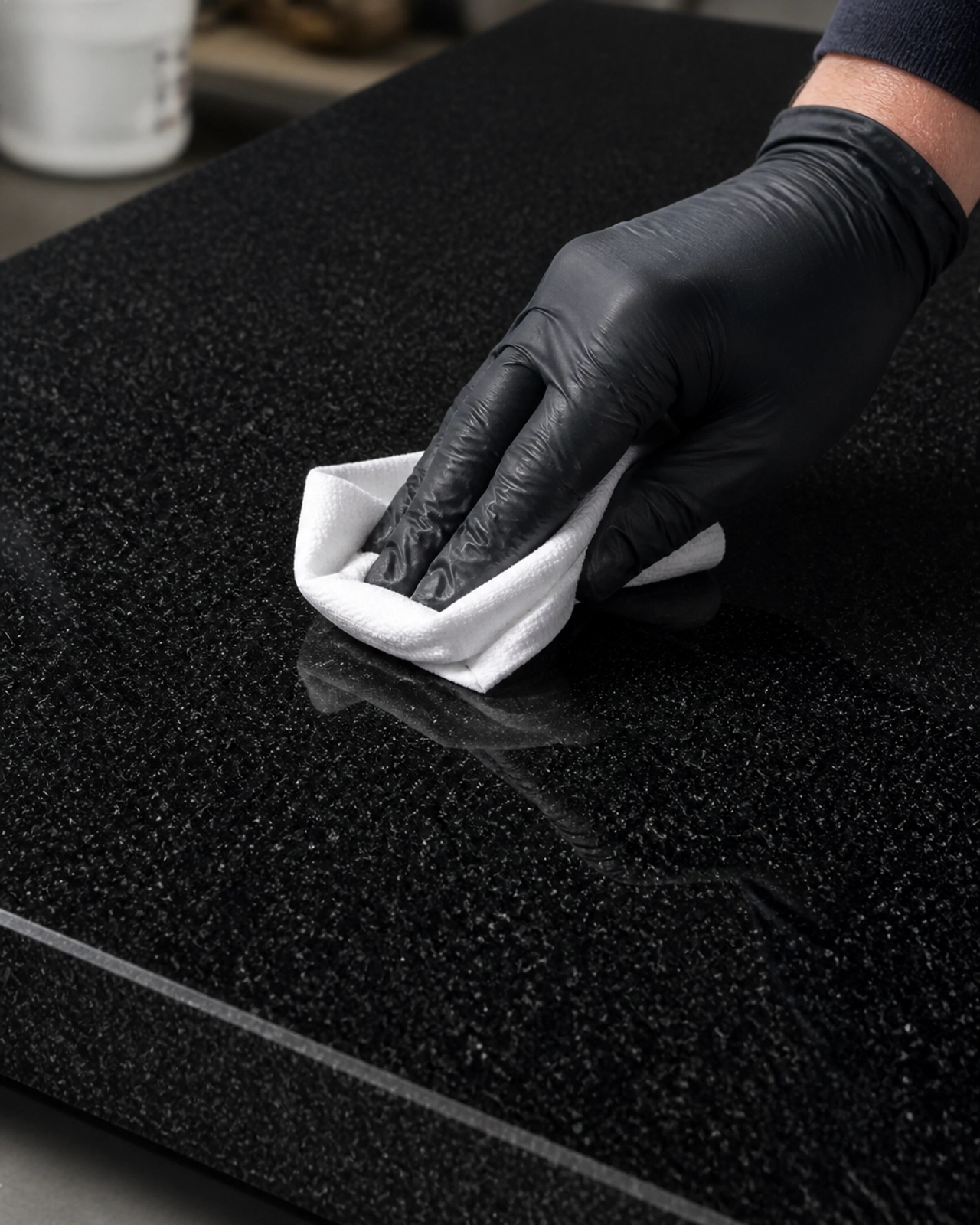 Jet Black Granite Secrets Revealed: What Experts Don’t Want You to Know 2 A professional performing an acetone quality test on black granite