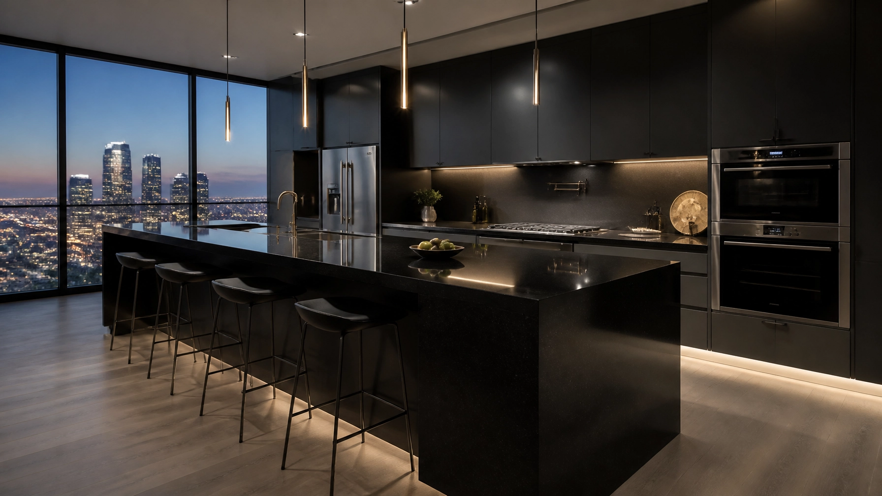 Jet Black Granite Secrets Revealed: What Experts Don’t Want You to Know 1 Modern luxury kitchen with a Jet Black Granite waterfall island