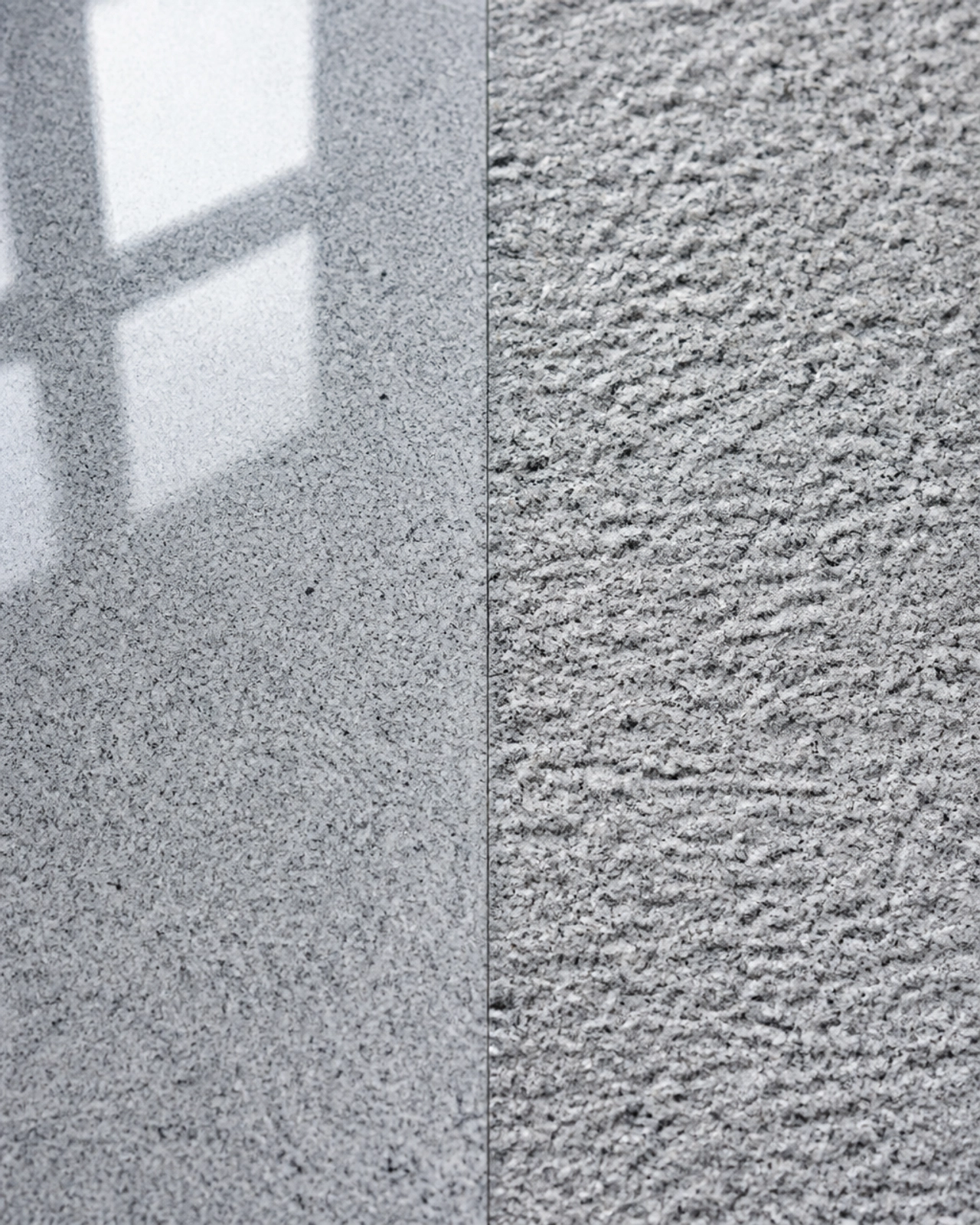 Sadarahalli Granite: The Unsung Hero of Durable Public Flooring in 2026 3 Side-by-side comparison of polished vs. flamed Sadarahalli granite finishes, highlighting the difference between gloss and anti-slip texture.
