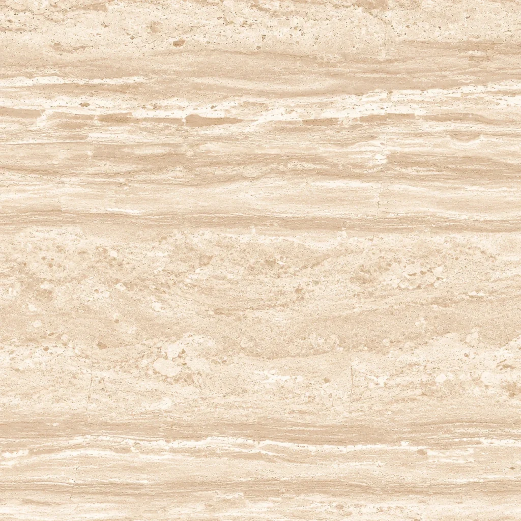 Beige travertine close-up: light beige vein-cut bands with natural pores