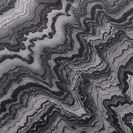 Mercury Black Marble close-up, charcoal black with rippling silver-white waves, Stone Harbor Exports